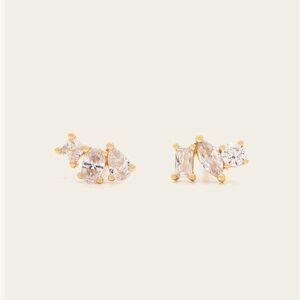 Melanie Auld Gigi Asymmetrical Studs Gold Vermeil